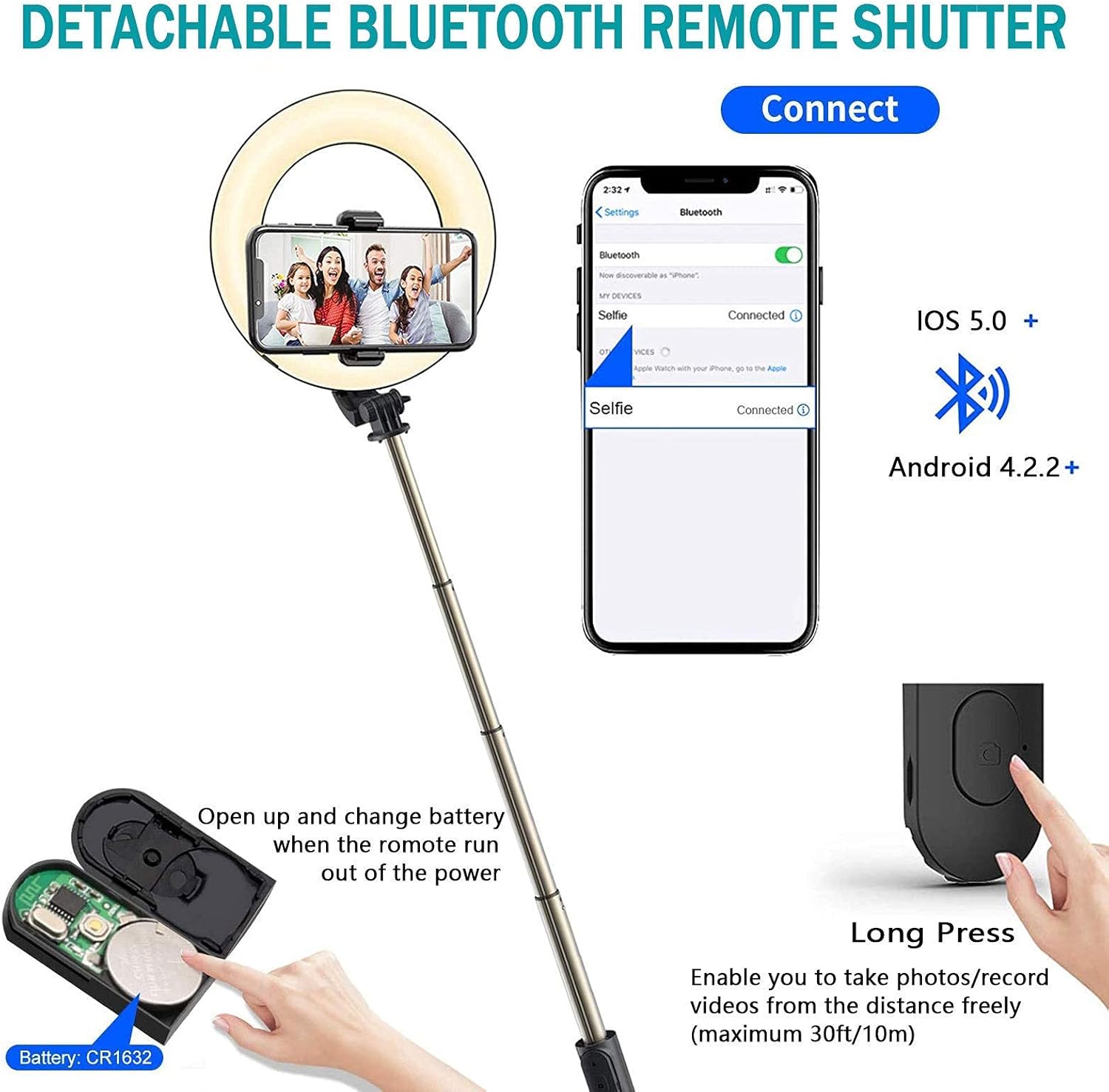 ERUW Selfie Ring Light, 10'' Circle LED Light with Extendable Tripod Stand & Cell Phone Holder Dimmable Makeup Ring Light for Selfie Photography/Live Stream, YouTube Video, TikTok for iPhone Android : Electronics