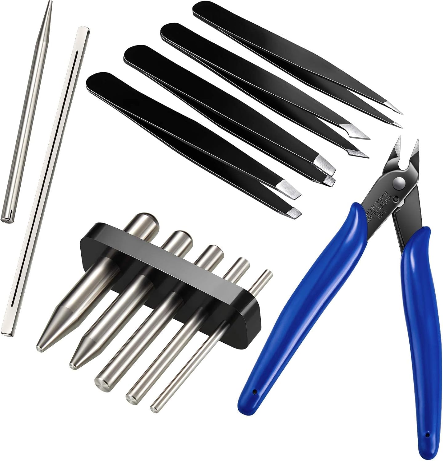12 Metal Model Tool Kits Including 7 Metal Model Long Edge Bending Tools Tab Twisting Tool Cylinder Cone Shape Bend Assist 1 Clipper 4 Metal Tweezers for 3D DIY Metal Jigsaw Puzzles Assembly