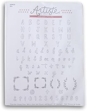 Alphabet Embroidery Transfer Sheet Pattern - 18 x 24 Inch Featuring 81 Designs