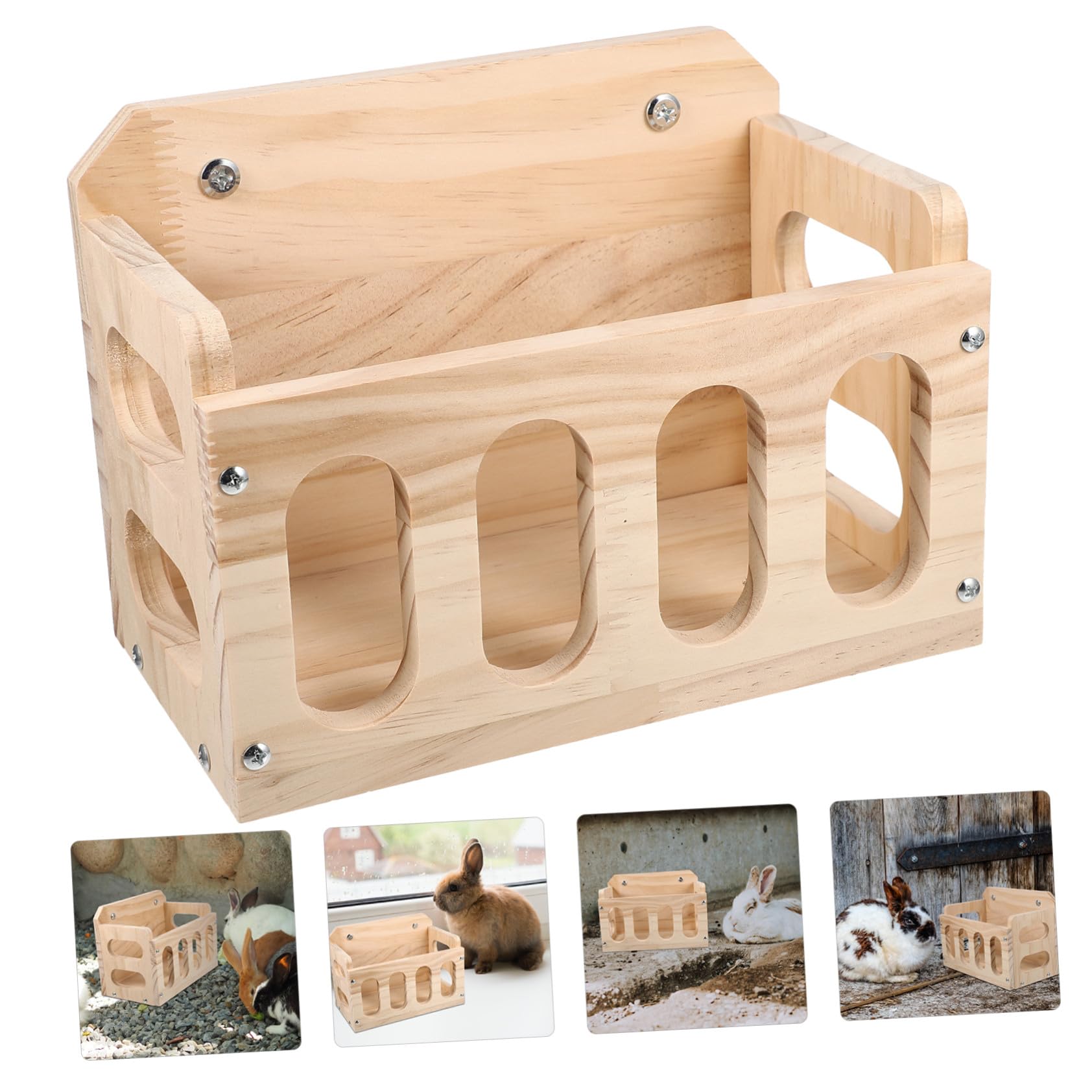 Râtelier à Lapins en Bois Design Fixe Anti-gaspillage