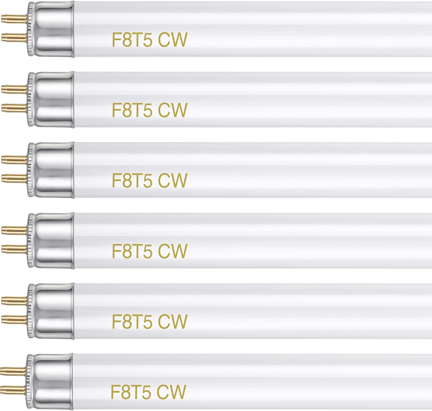 Hiboom 6 Pack F8T5/CW 4100k Fluorescent Light Bulbs 12 Inch T5 8 Watt Under Cabinet Bulb Cool White, G5 Mini Bi Pins Base 420 Lumen Replacement Tube for Under Cabinet, Kitchen, RV, Closet