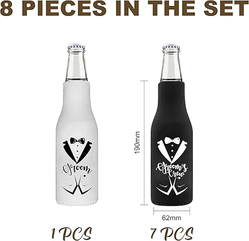 Miniatura 2 de BachpartyGifts Regalos de despedida de soltero, 8 unidades, fundas aislantes para botellas de cerveza, padrinos de boda, enfriador de latas de