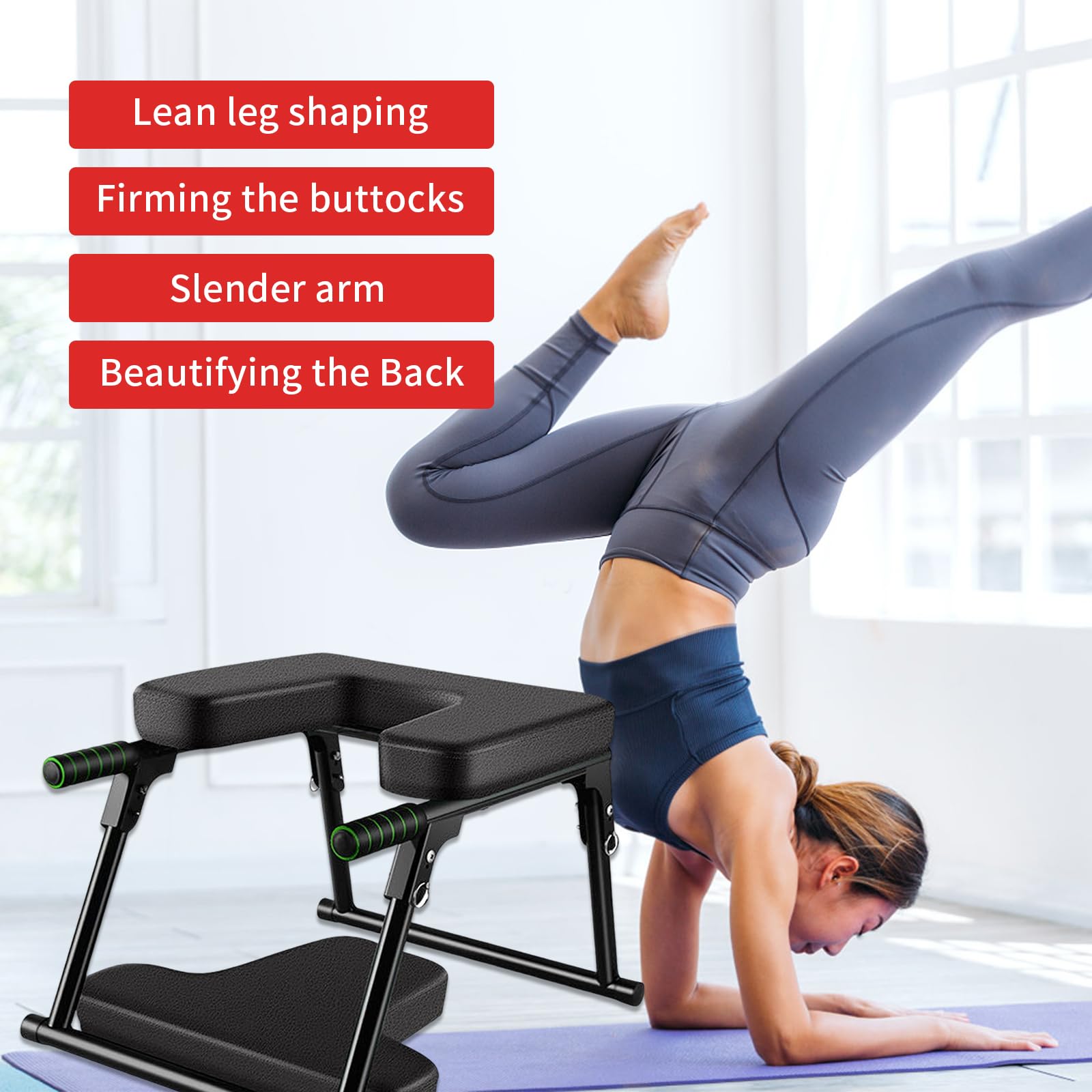 Sedia da yoga, pieghevole, per yoga, per fitness, meditazione, relax, capacità di carico 200 kg, colore nero