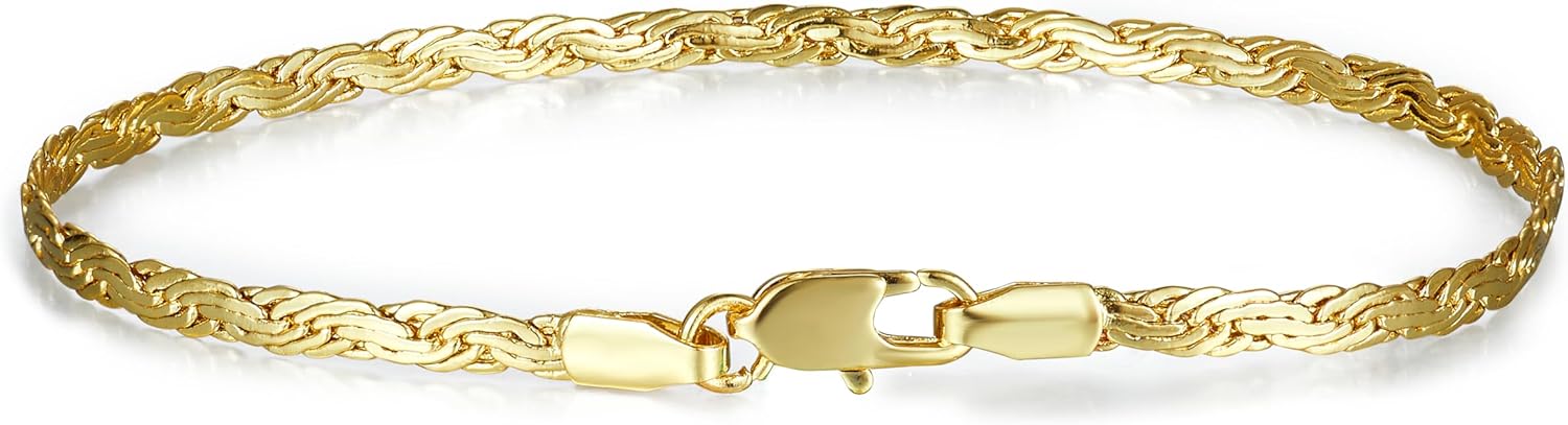 14K Gold Plated Chain Bracelet for Women,Dainty Plated Gold Jewelry Gifts for Women,Trendy Gold Bracelet Waterproof - Image 2