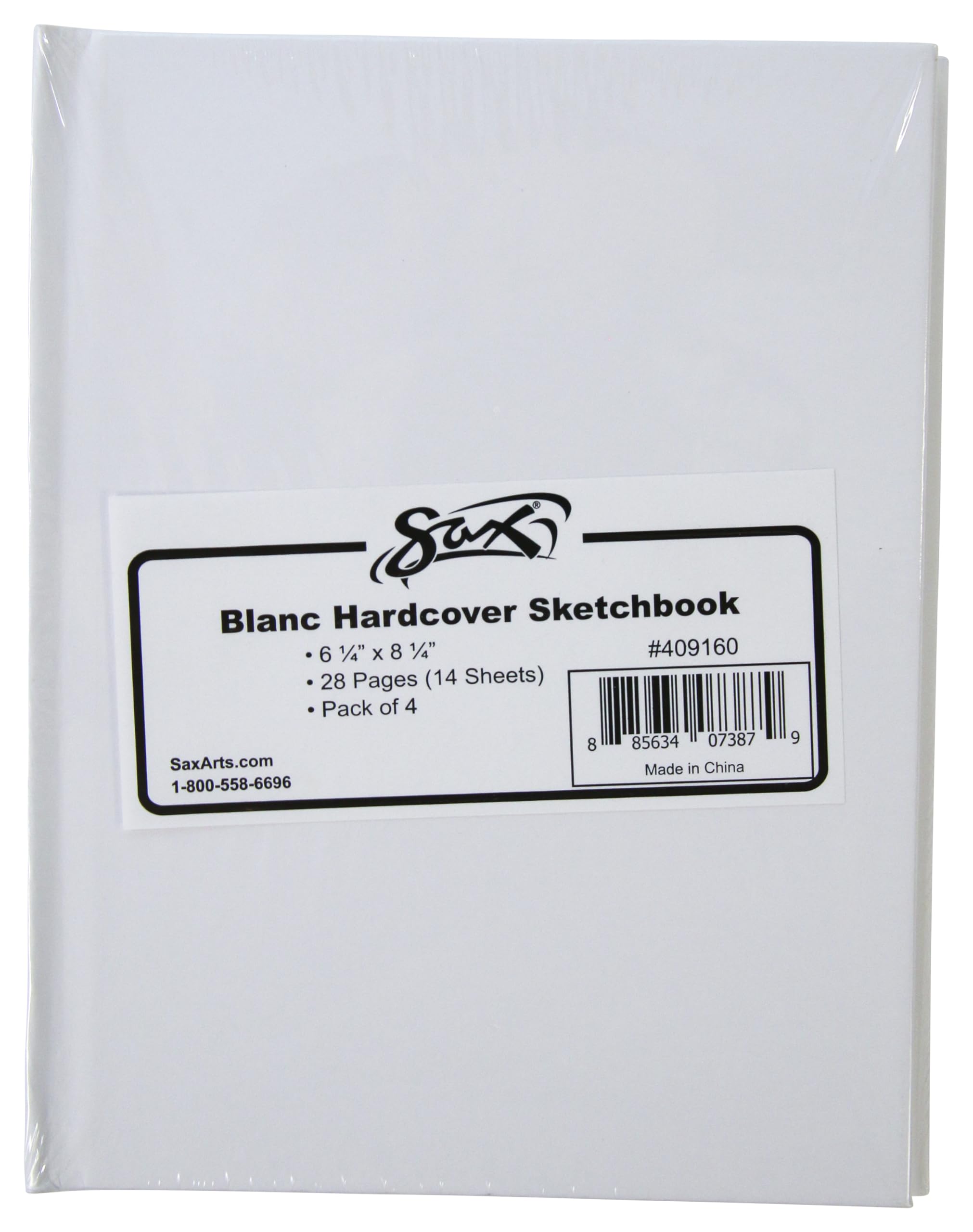 Sax Blanc 28 Page Hard Cover Sketch Books - 6 1/2 x 8 1/4 inches - Pack of 4 - White