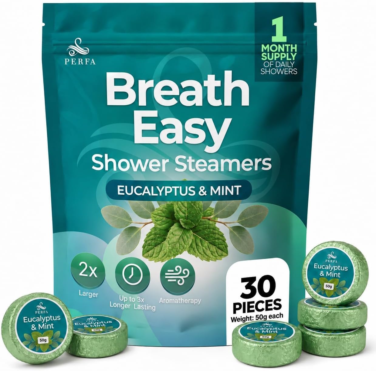 Shower Steamers Aromatherapy - Eucalyptus & Mint - 30 Pack Shower Bombs