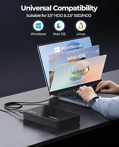 Miniatura 6 de ORICO Caja de disco duro externo USB 3.0 para discos duros SATA de 3,5/2,5 pulgadas / SSD de hasta 20 TB, caja de disco duro sin herramientas de 3,5