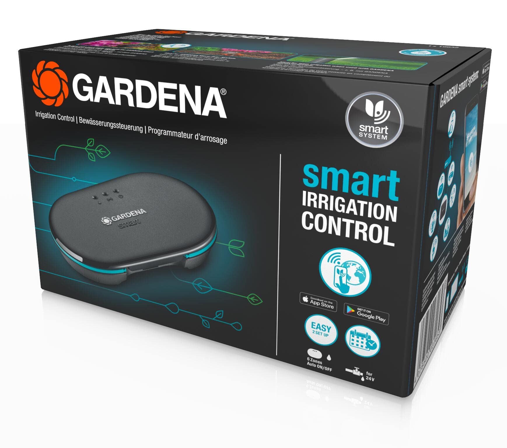 Gardena smart Irrigation Control: centralina di irrig. per max. 6 elettrovalvole (24 V), durata dell’irrigazione programmabile separatamente per ciascuna elettrovalvola (19035-20)
