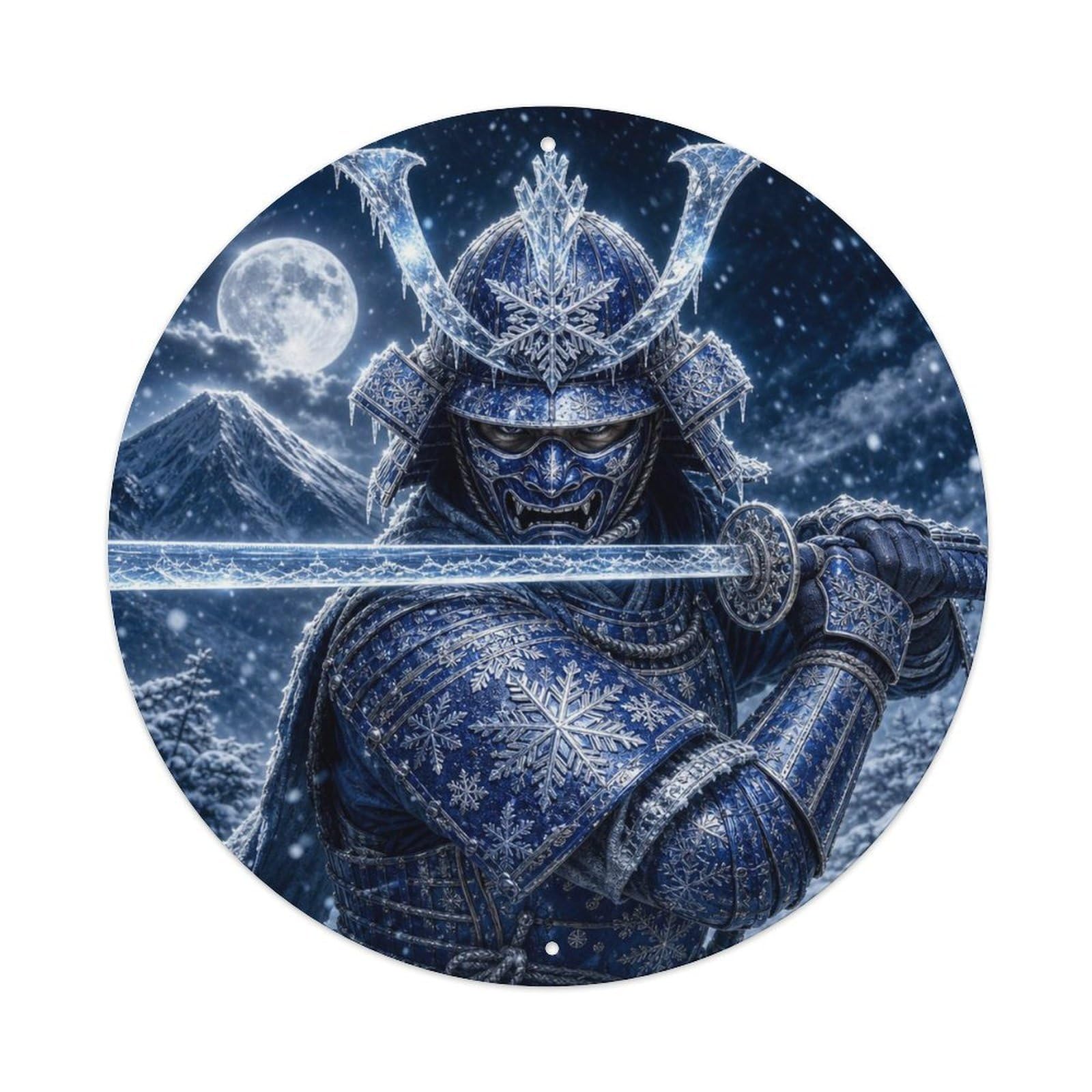Okngb Style Blade Horizontal Slash Sapphire Ice Ready Guard Mark Metal Tin Sign Plaque Wall Decor For Cafe, Man Cave, Club Bar, Office, Home Garden Round Metal Poster 8X8inch
