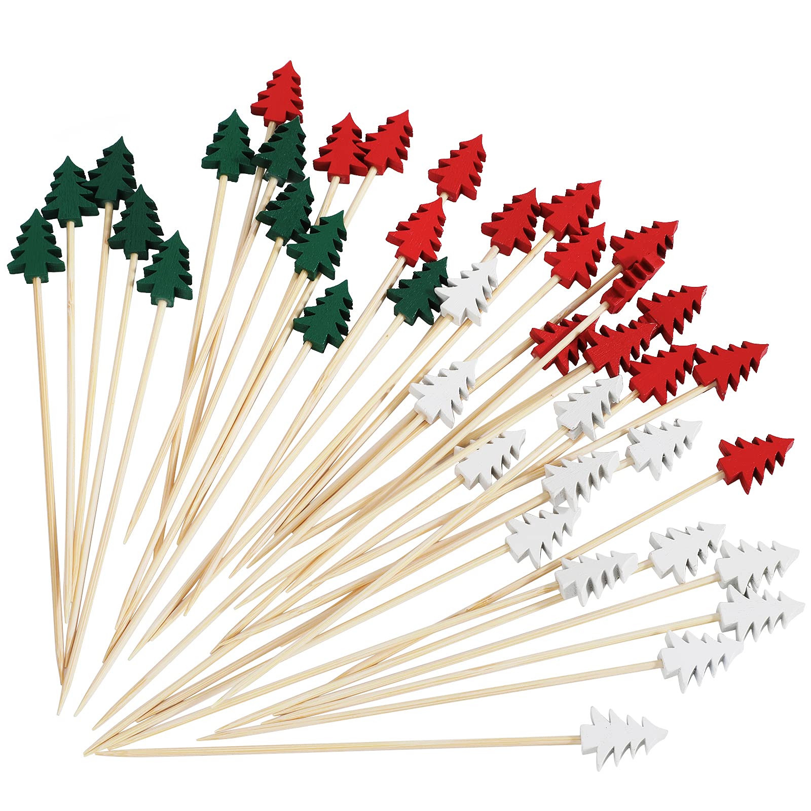 Lot De 100 Cure-Dents Décoratifs En Bois - 12 Cm, Perles Bleues, Pour Apéritifs, Fruits, Déco