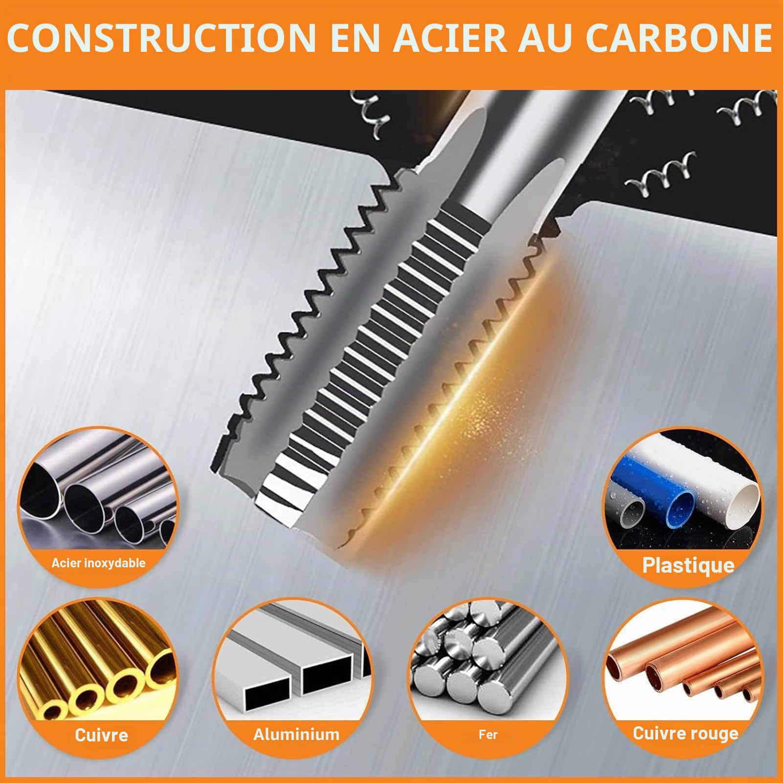 Ensemble de Tarauds de Tuyau NPT, 6 Pi¨¨ces, Boulon de Taraudage de Tuyau Conique ¨¤ la Main, Ensemble de Taraudage Facile, Robinet de Tuyau NPT 1 Po 3/4 Po 1/2 Po 3/8 Po 1/4 Po