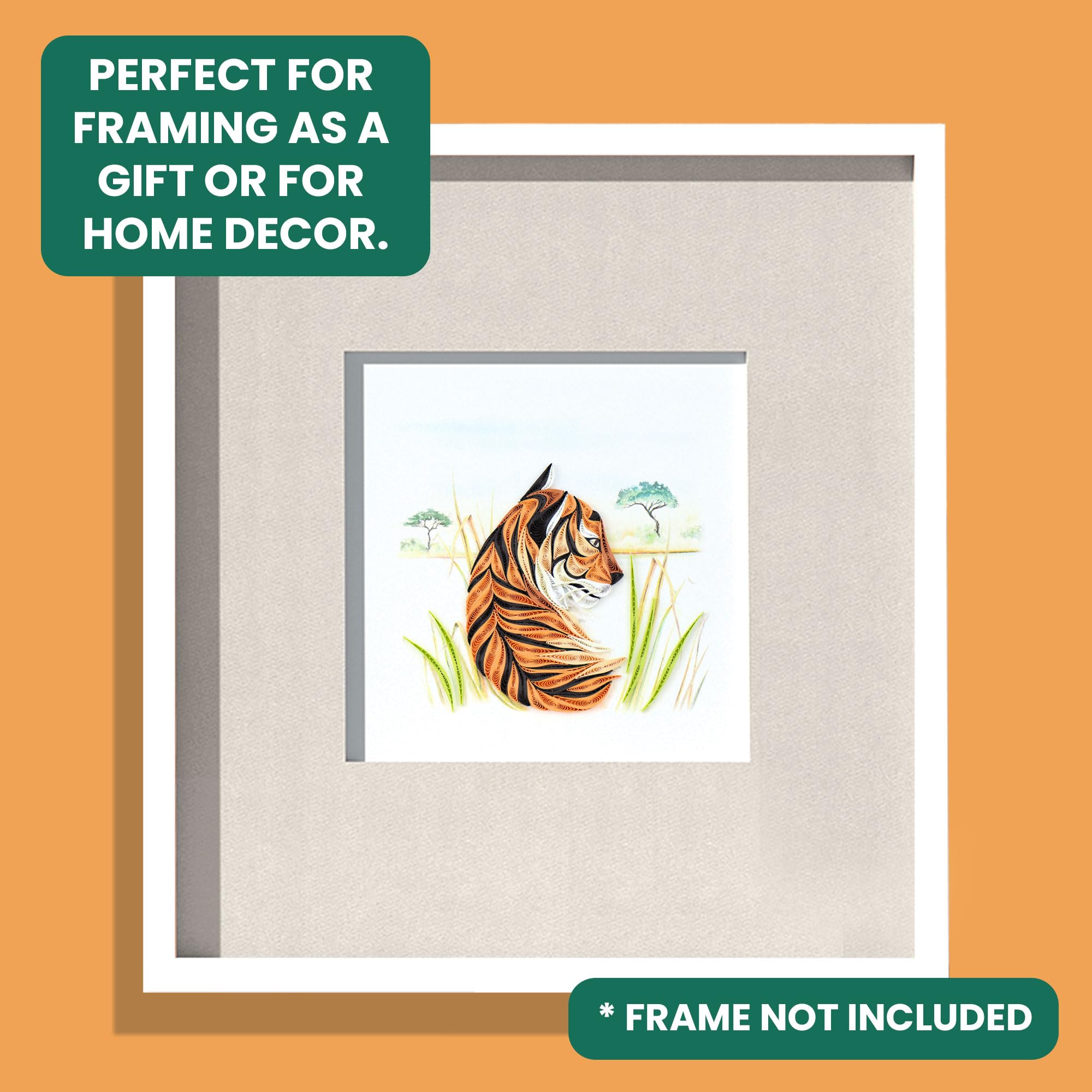 Quilling Majestic Bengal Tiger Stripe Sophistication Hand-Finished Greeting Card Frameable Art - Image 2