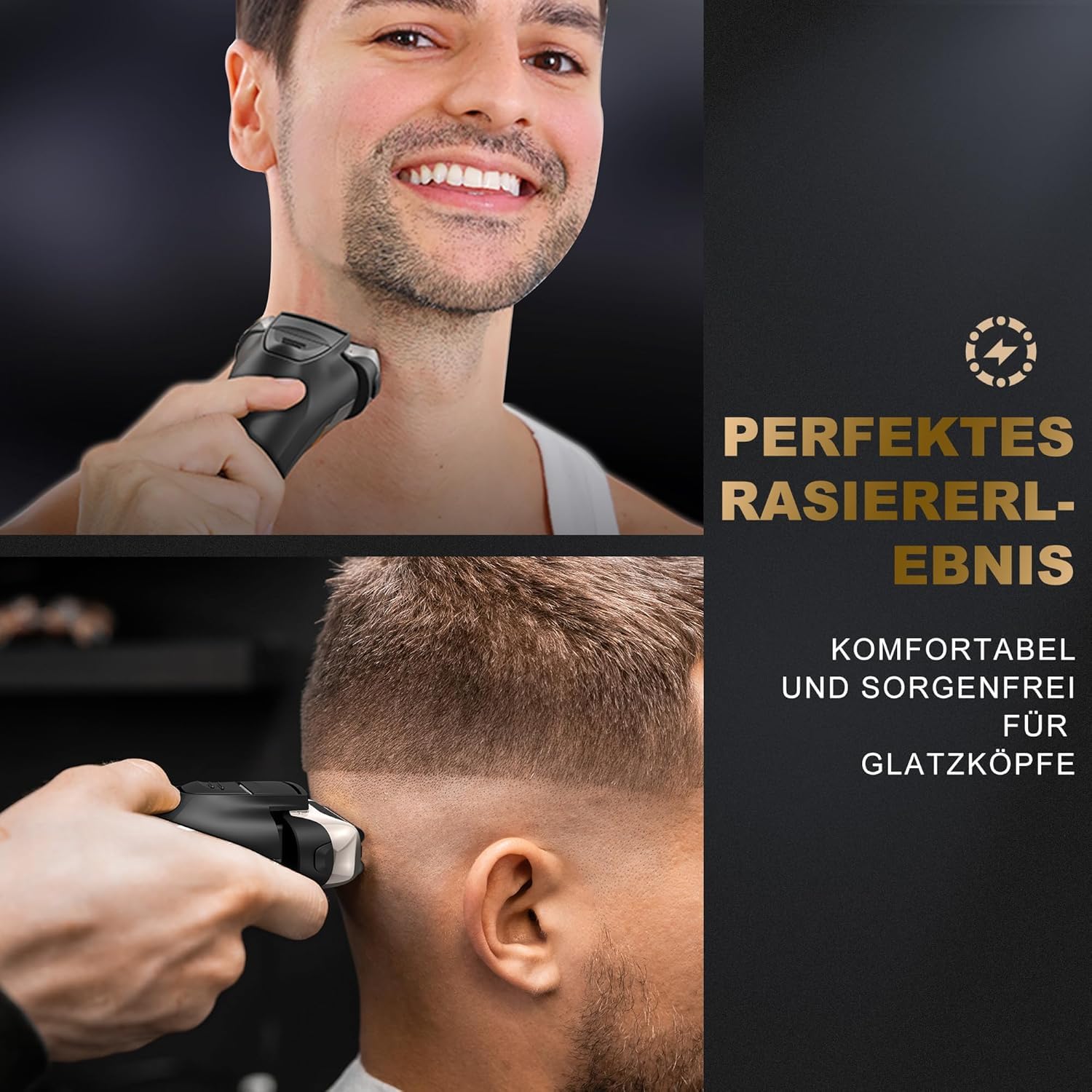 Rasierer Herren Elektrisch, 2-in-1 Elektrorasierer Herren Folienrasierer, Hochfrequenz-Vibration für Glatte Haut, Präzisionstrimmer, Ultradünne Folie, IPX7 Wasserdicht, USB-C, 80Min Akku & Reise-Lock