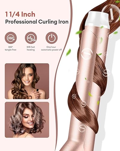 Miniatura 4 de CkeyiN Juego de rizador 3 en 1, juego de rizador intercambiable 3 barriles de pelo + rizador de pelo de 1.260 in + plancha de pelo rizador de pelo