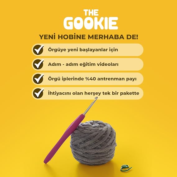 The Gookie Başlangıç Amigurumi Seti, Pedro Penguen Örgü Oyuncak, Tığ İşi El Yapımı Kit, Mavi ve Beyaz İplikli, Video Eğitimli