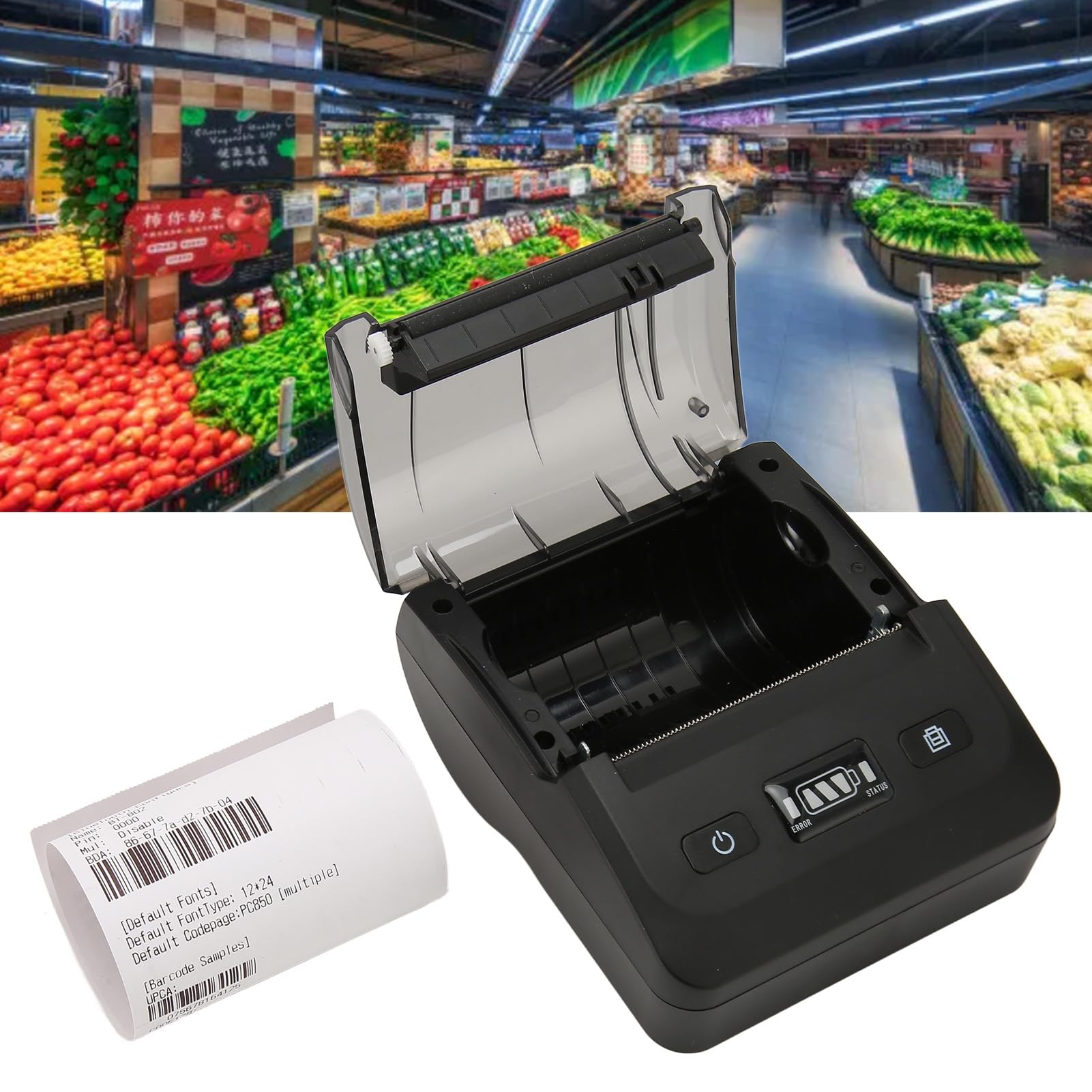 Termiczna Drukarka pokwitowań Bluetooth, Drukarka Termiczna 80 Mm, Obsługa ESC POS, Drukowanie z dużą prędkością, Drukarka pokwitowań Bill POS, Drukarka Etykiet Wysyłkowych, dla
