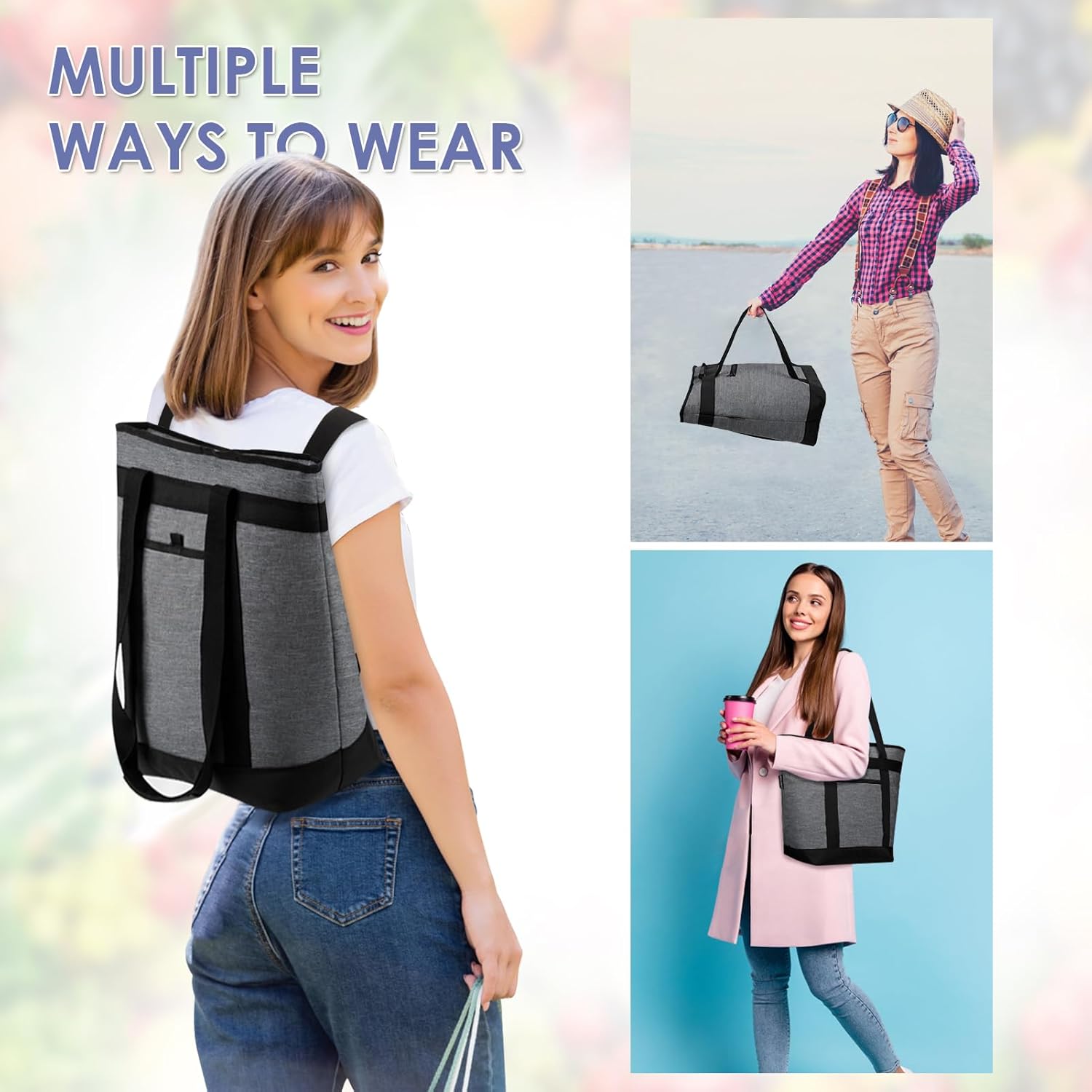 JUNGYOON Heavy-Duty Insulated Grocery Bags & Insulated Bag – Collapsible Cooler Bag with Zippered Top - Image 2