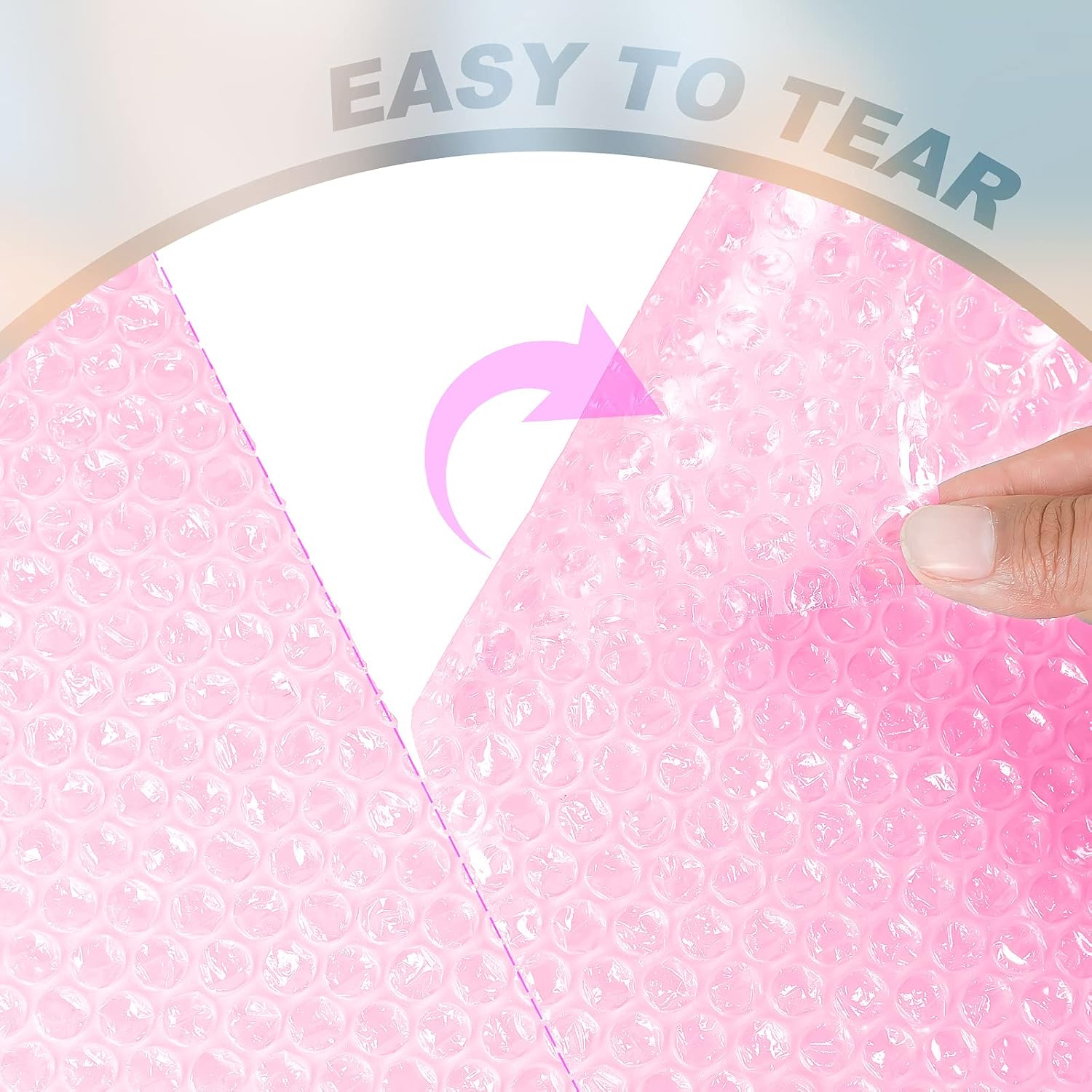 Bubble Cushioning Wrap Roll 2 Pack, KeePack 3/16" Air Bubble 12 Inch x 72 Feet Total, Moving Box Supplies for Packing, Included 20 Stickers for Fragile Items, Perforated Every 12" (Pink)