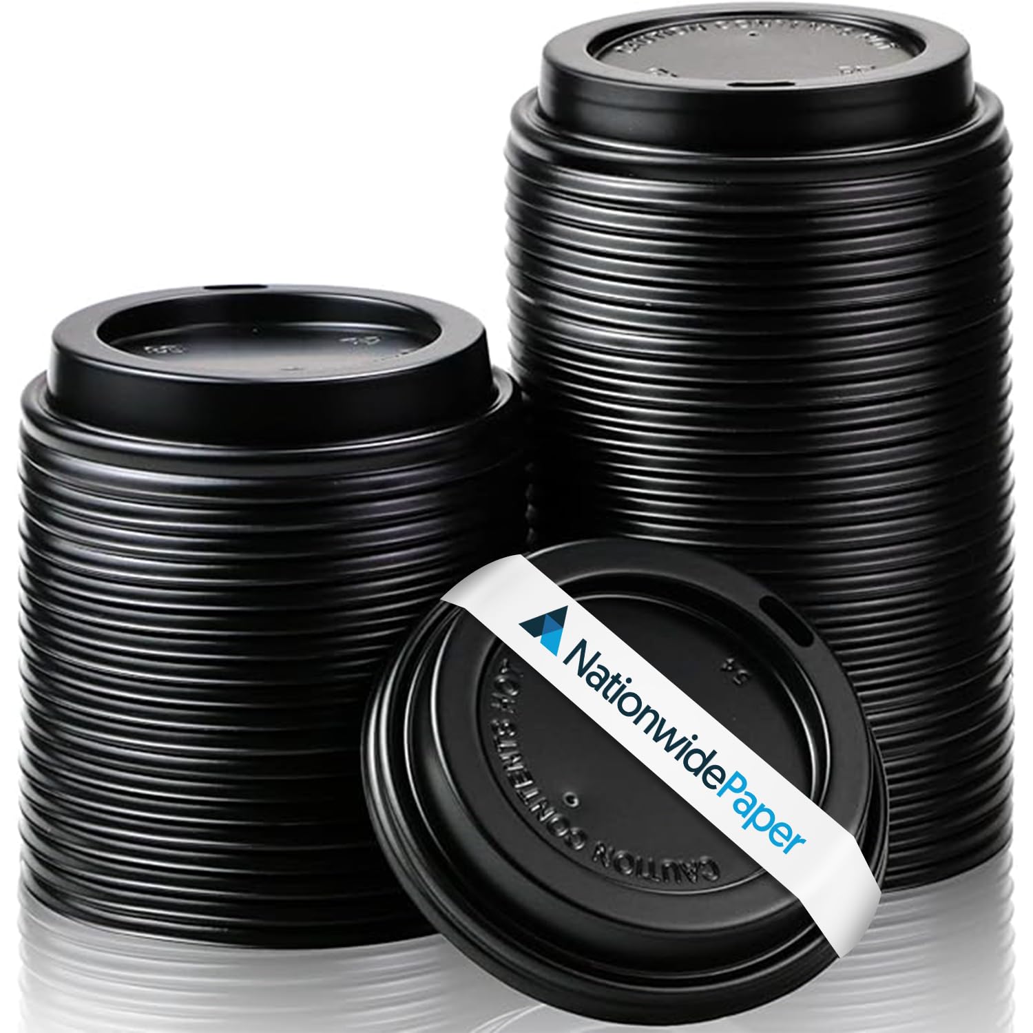 Nationwide Paper Black 16oz / 90mm Lids for Hot Drinks, Insulated Disposable Leak Proof Hot Drink Cup for Takeaway - Case of 500 Lids