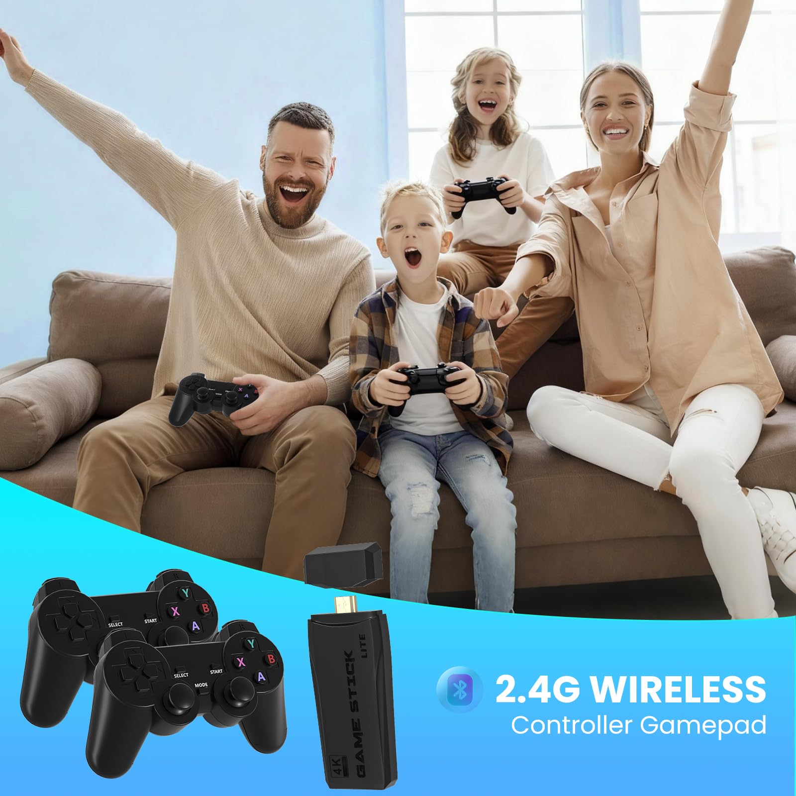 AMANKA Retro Game Console,Retro Games Stick Built-in 15 Emulators with 20,000+ Games,4k Hdmi Output Gaming Stick,Dual Wireless Controllers,Plug and Retro Play Video Games for Tv