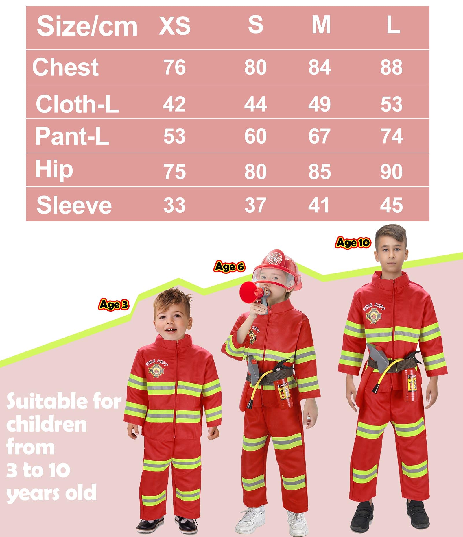 Tacobear Bombero Disfraz para Niños con Bomberos Juguete Extintor Juguete Bombero Accesorios Juegos de imitación Juego de roles para Niños Niñas Carnaval Halloween 3 4 5 6 7 8 9 Años