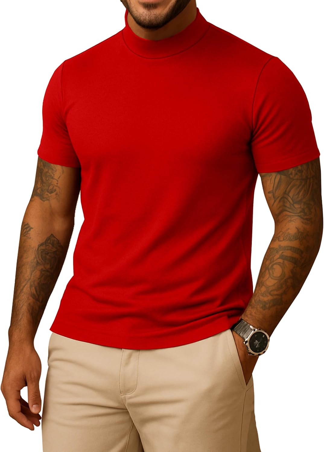 URBAN BUCK Mens Turtleneck Long Sleeve Shirt - Slim Fit Ultra Soft Stretchable Cotton Warm Winter Pullover Sweater for Men