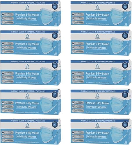 Miniatura 6 de Litepak 500 cubrebocas desechables de alta calidad, suave, alambre de nariz de 3 capas