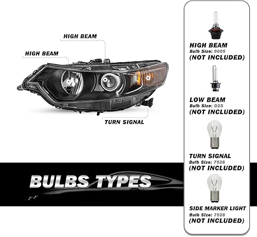 Miniatura 8 de Para Acura TSX 2009-2014 modelo HIDXenónBalastro de fábrica Conjunto de faros delanteros de proyector Par de reemplazo (lado del conductor y del