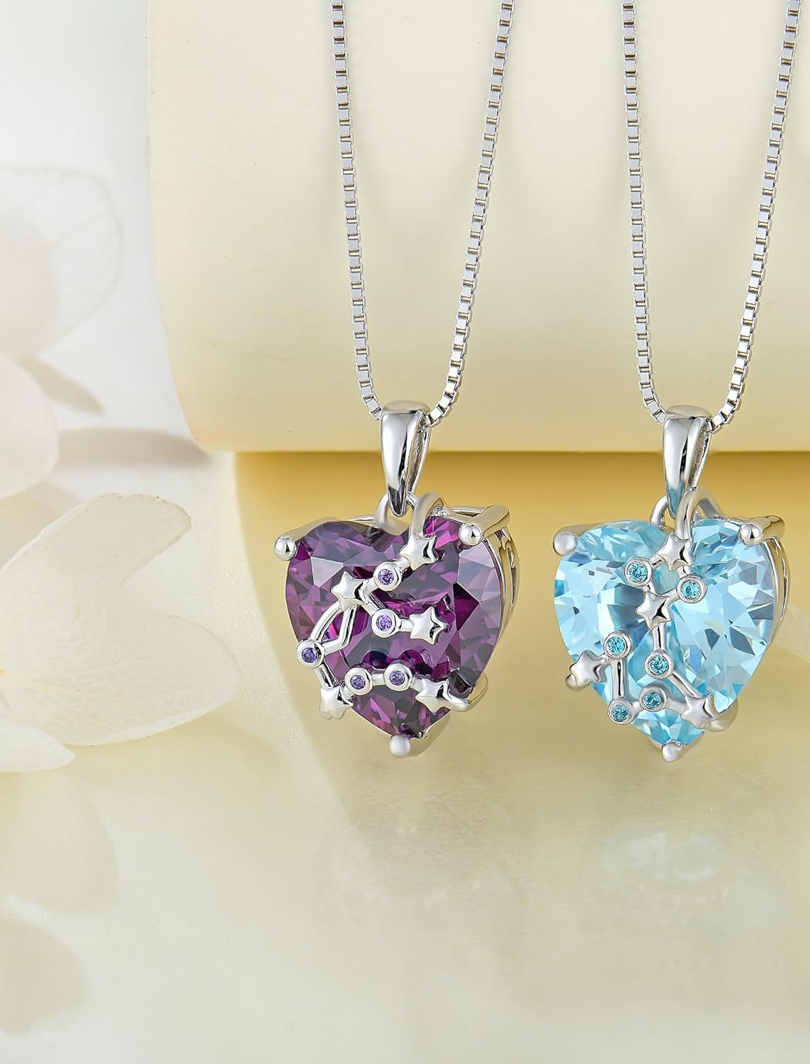 Zodiac Constellation Necklace for Women, 925 Sterling Silver Heart Pendant with Birthstone Astrology Horoscope Jewelry Gifts - Image 3