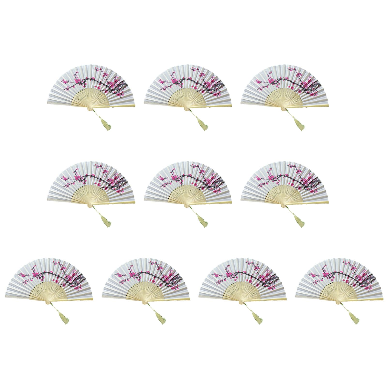 Tsophreniq Of 10 Bamboo Folding Fans Traditional Chinese Handheld Fan with Elegant Carvings for Cooling and Decoration Bamboo Fan