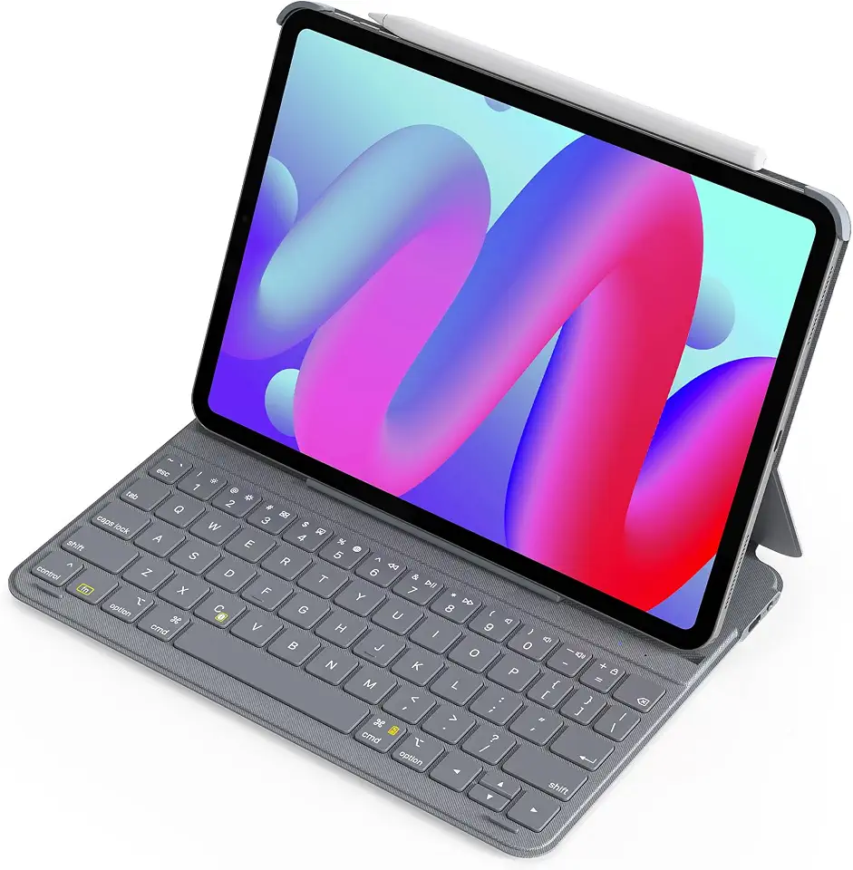 Inateck Keyboard Case Compatible with iPad Air M4 2026/M3/M2 11 inch, Air 5/4 10.9 inch, Pro 11" 4/3/2/1, Ultralight Case with Keyboard BK2009_Gray
