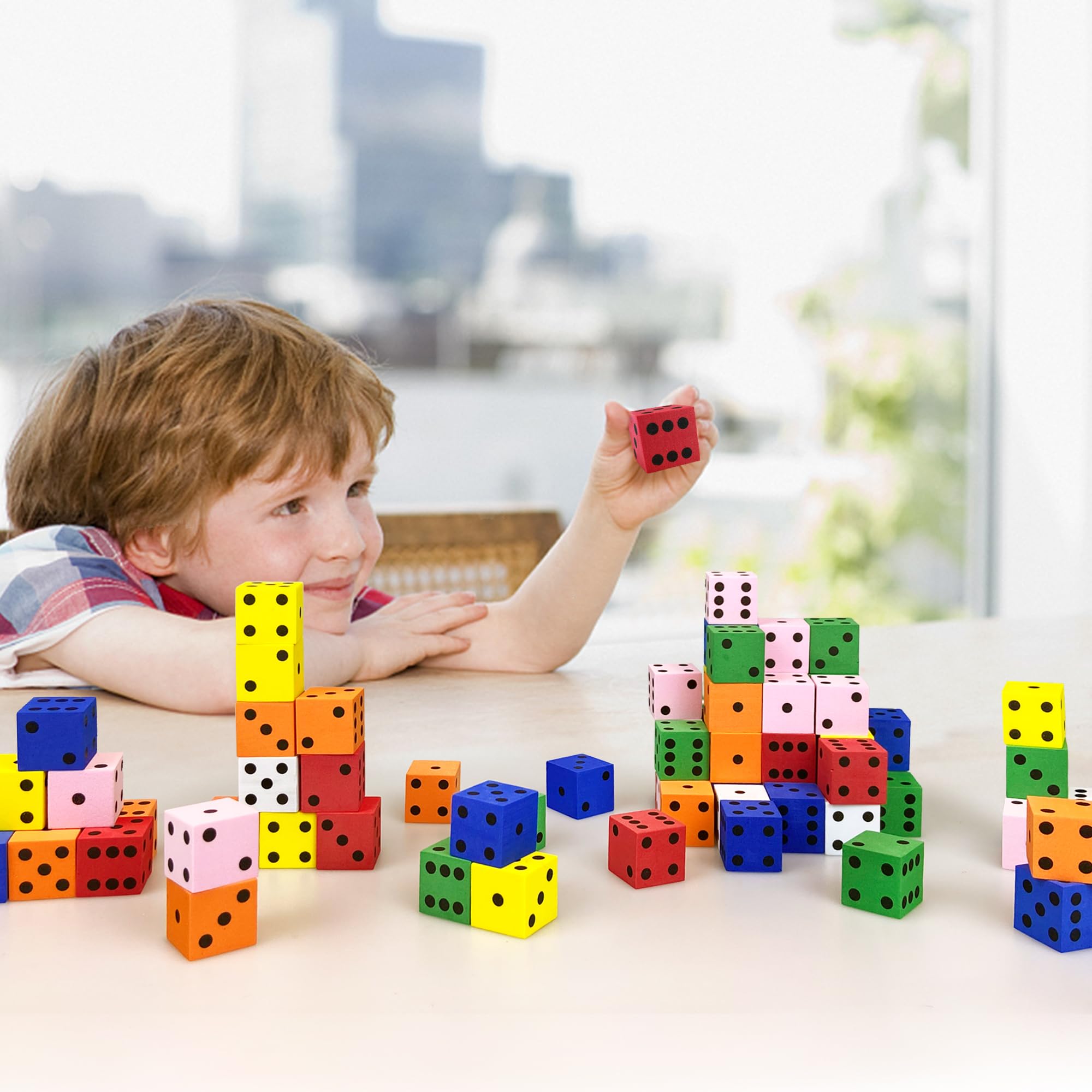 110 Stück kleine bunte Schaumstoffwürfel mit Zahlen für Mathematik-Spiele, Bauspielzeug, Klassenzimmer, Lernspielzeug, Unterhaltung für Partys, Geburtstagsgeschenke im 7