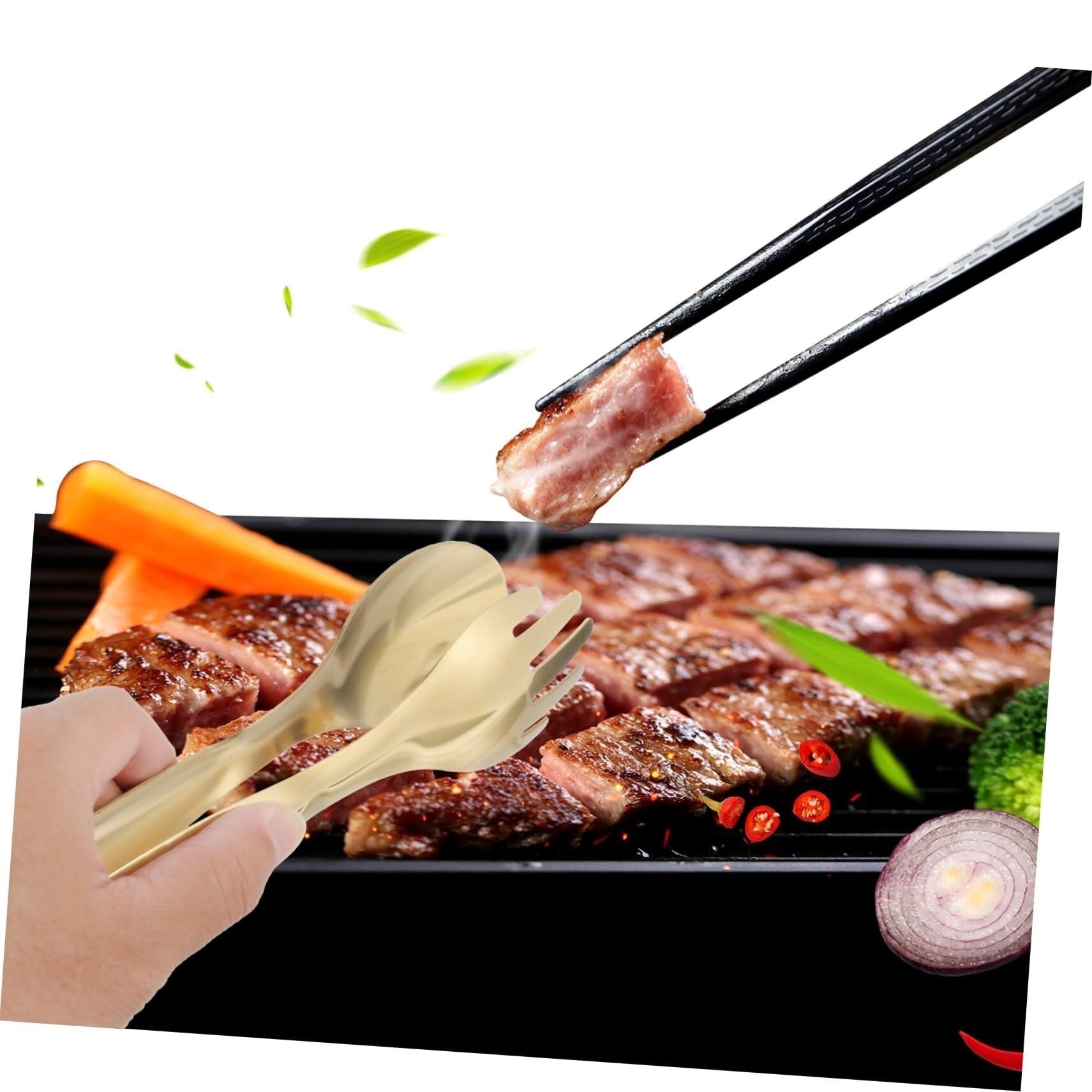 Pinzas para Parrilla Cocinar Las Pinzas For Carne De Acero Inoxidable Son Adecuadas For Buffets Al Aire Libre, Pinzas For Servir Utensilios De Cocina(Blue,Silver)