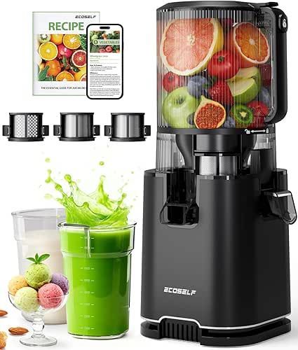 Cold Press Juicer with 3 Filters (For Juice/Sorbet/Nut Milk), Juicer