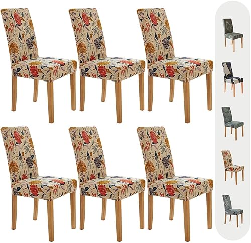 Secgo Fundas para sillas de comedor, paquete de 6, fundas elásticas para sillas de comedor, de elastano, lavables, fundas para sillas Parsons de