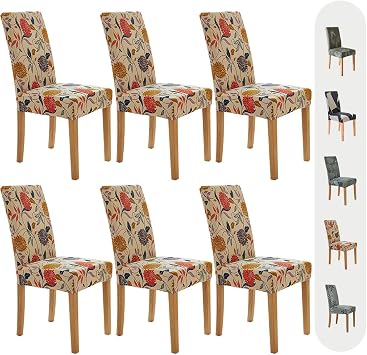 Secgo Chair Covers for Dining Room 6 Pack, Stretch Dining Chair Cover, Washable Spandex Kitchen Parsons Chair Slipcovers, Blue Chair Covers for Home or Party