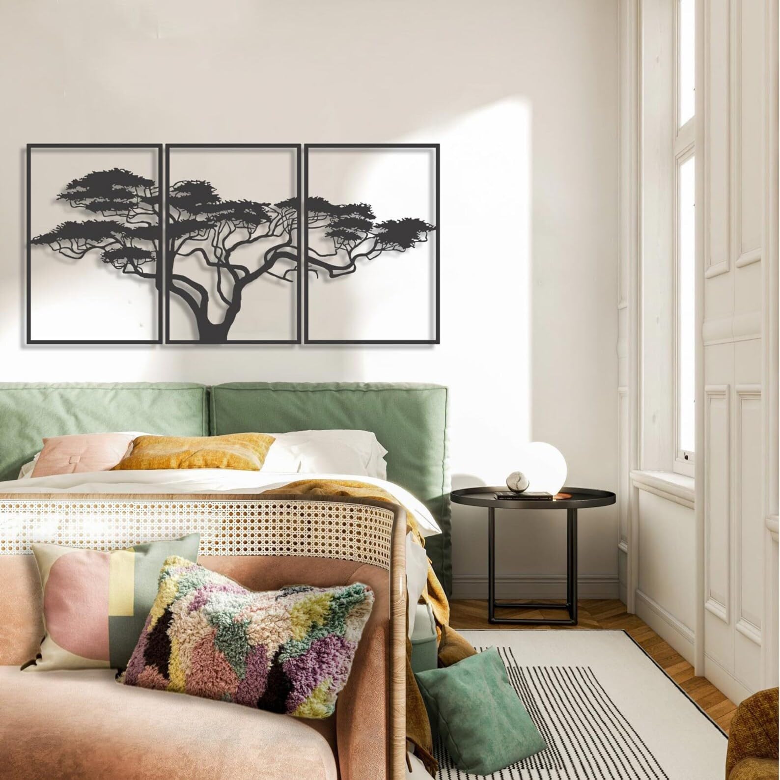 Tubibu Árbol de la Vida Decoración de Pared Mural Metal Negro 3D Moderna Cuadros para Hogar Oficina Dormitorio Salón (Africano, L)