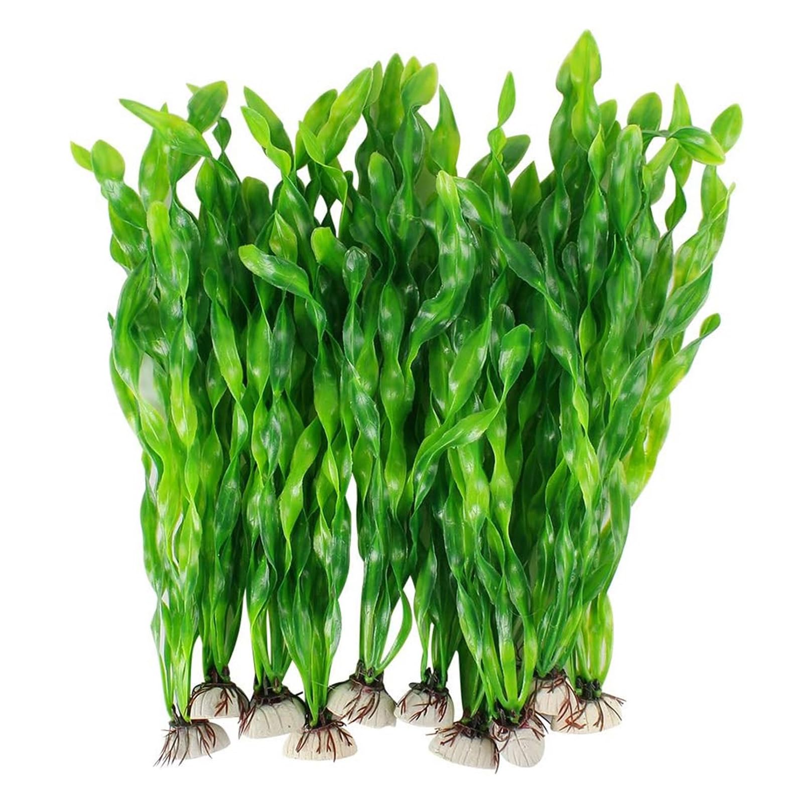 Snorvixre 10Pieces Underwater Seaweed Decors with Ceramic Base for Aquarium Landscape Fishtanks Scene Setting Accessories Aquarium Decoration