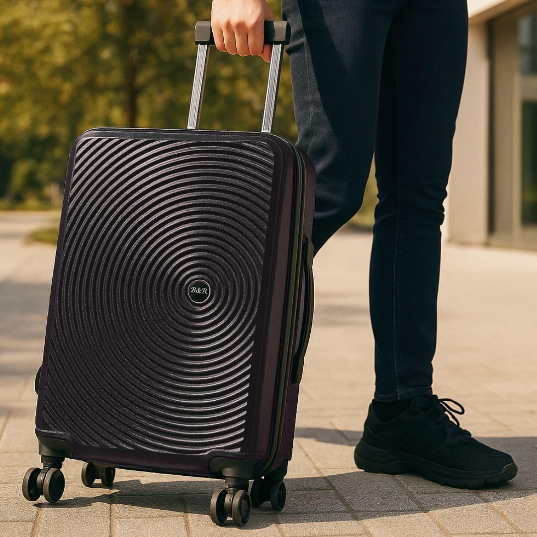 Juego de Maletas de Viaje 3 Piezas ABS | Cabina 20” (57x37x21 cm), 24” (67x44x26 cm) y 28” (77x50x30 cm) | Rígidas con 4 Ruedas 360°, Cerradura de Combinación y Diseño Reforzado (NEGRO)
