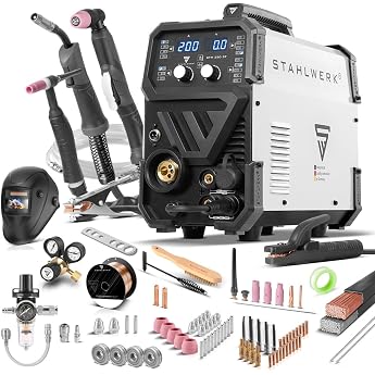 STAHLWERK Inert Gas Welder 4-in-1 Combi CTM-250 ST - TIG, MIG/MAG, MMA (E-Hand/ARC), Flux (Cored Wire) up to 200 A, CUT (Plas