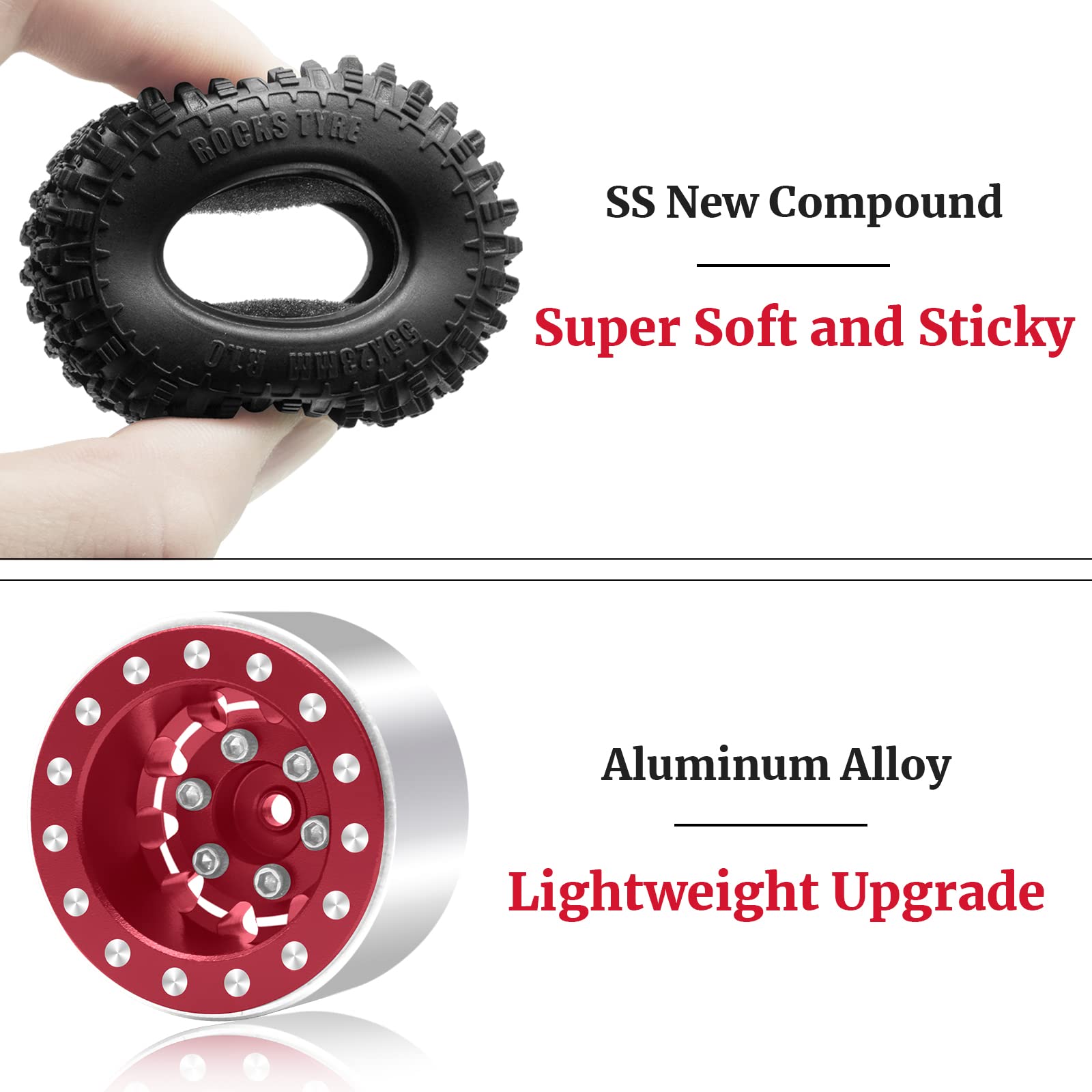 Juego De 4 Llantas Beadlock De Aleación De Aluminio 1.0 Para Axial SCX24 – Upgrade Para Gladiator, Deadbolt, Bronco, C10 Y JLU – Azul