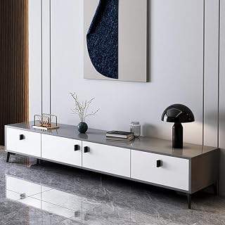 Beauenty TV Stand, Modern Wide TV Stand Shelves with 4 Drawers, Durable TVStand Save Space for Office, Home, Living Room