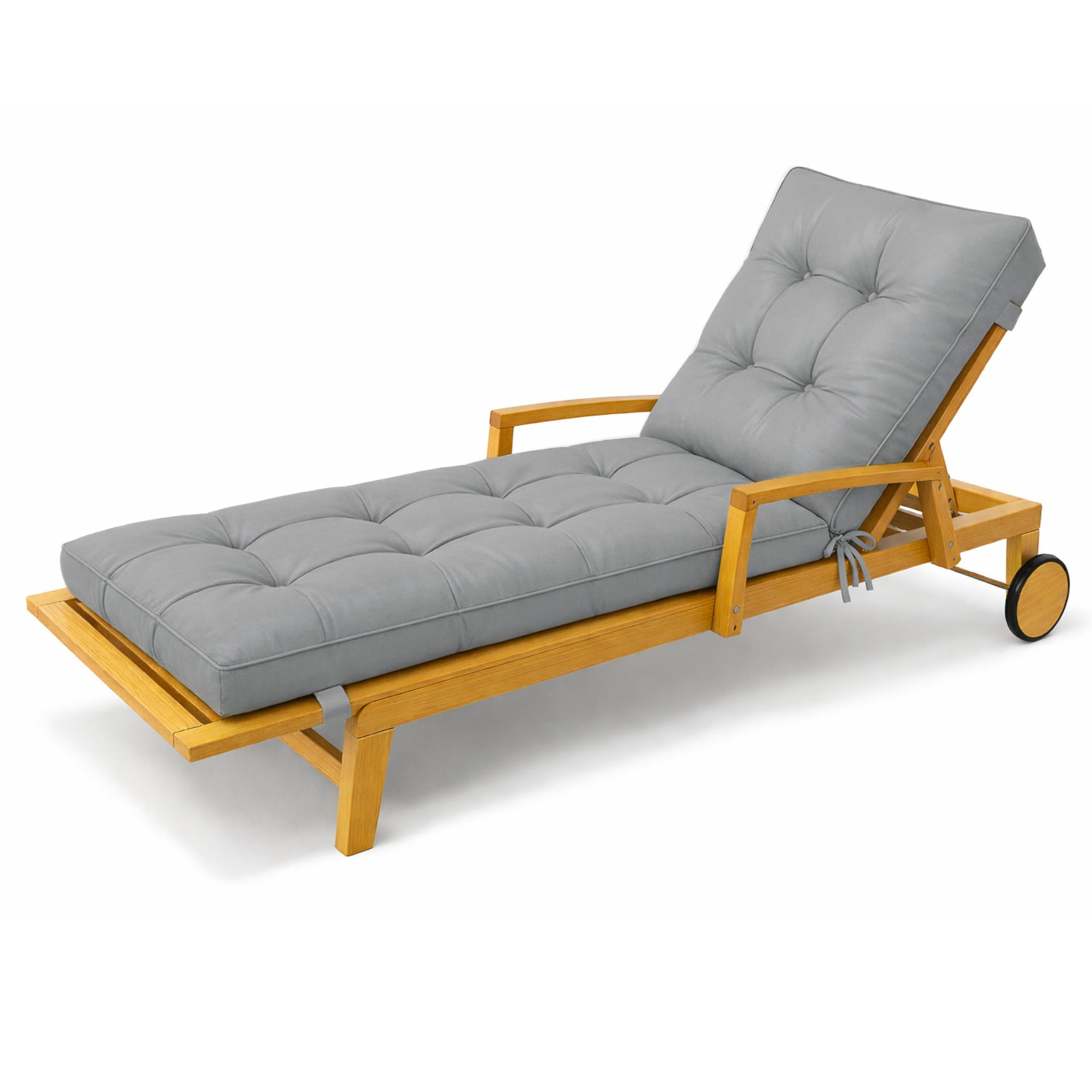 POKAR Coussin Bain de Soleil 200x60x13 cm | Imperméable et Déperlant | Matelas Transat Finition Matelassée | Coussin pour Chaise Longue de Jardin | Épaisseur 13 cm | Oeko-TEX | Made in EU | Gris