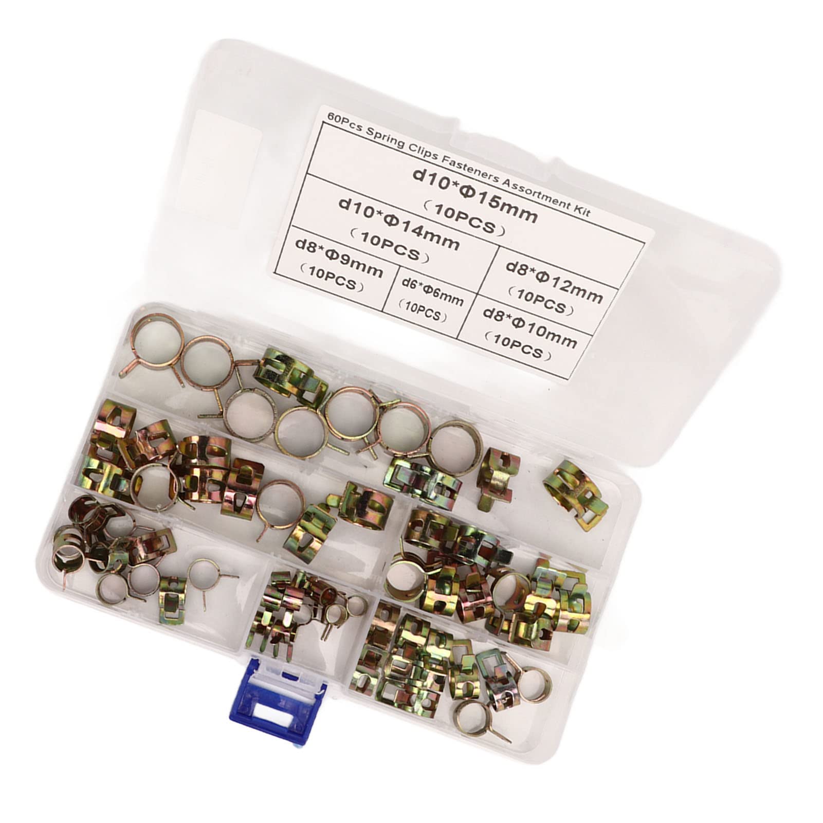 60Pcs Ear Hose Clamp with Plier Storage Box Labor Saving Portable Pipe Ear Clamp Kit for Maintenance