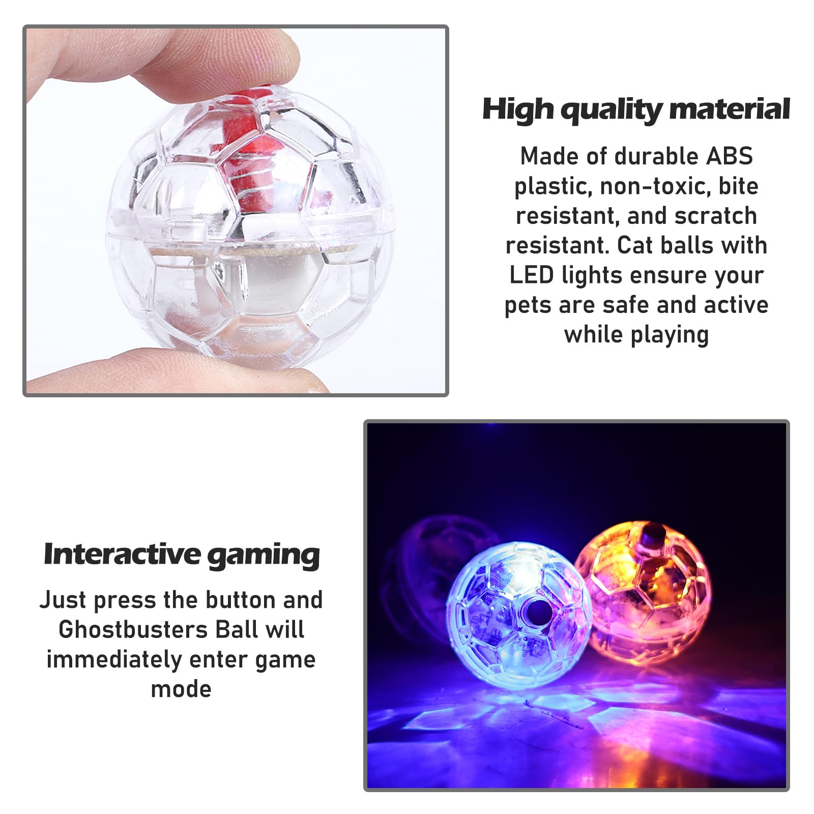 9 Stück Geisterjagd-Bewegungsbälle, Geisterjagd Katzenkugel Bewegung Bälle, Katzenspielzeug Geisterjagd-Bewegungsbälle, Katzenball Mit Led Licht, Interaktives Katzenspielzeug Ball Für Katzensport