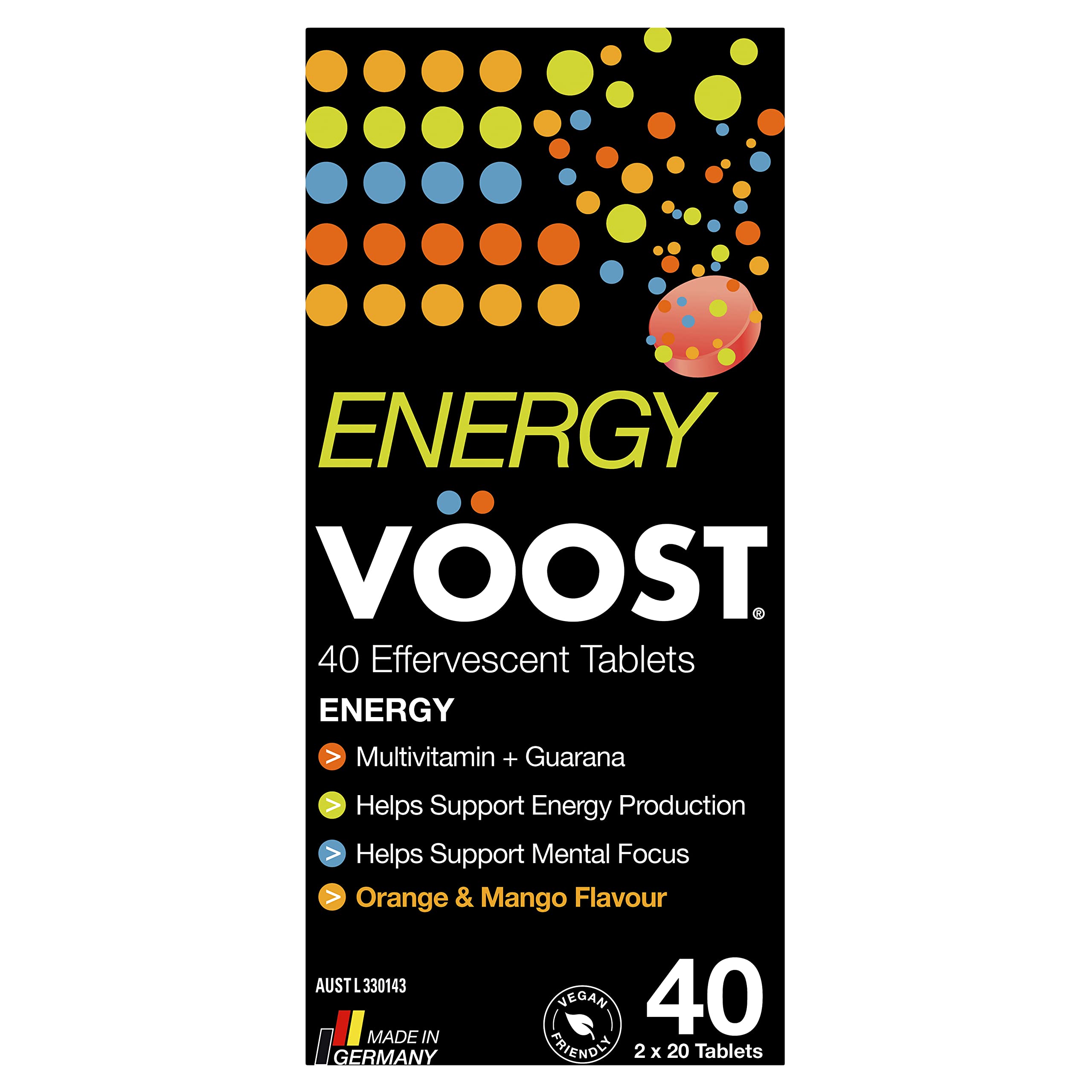 Voost Energy Orange and Mango Effervescent Tablets 40 Pack
