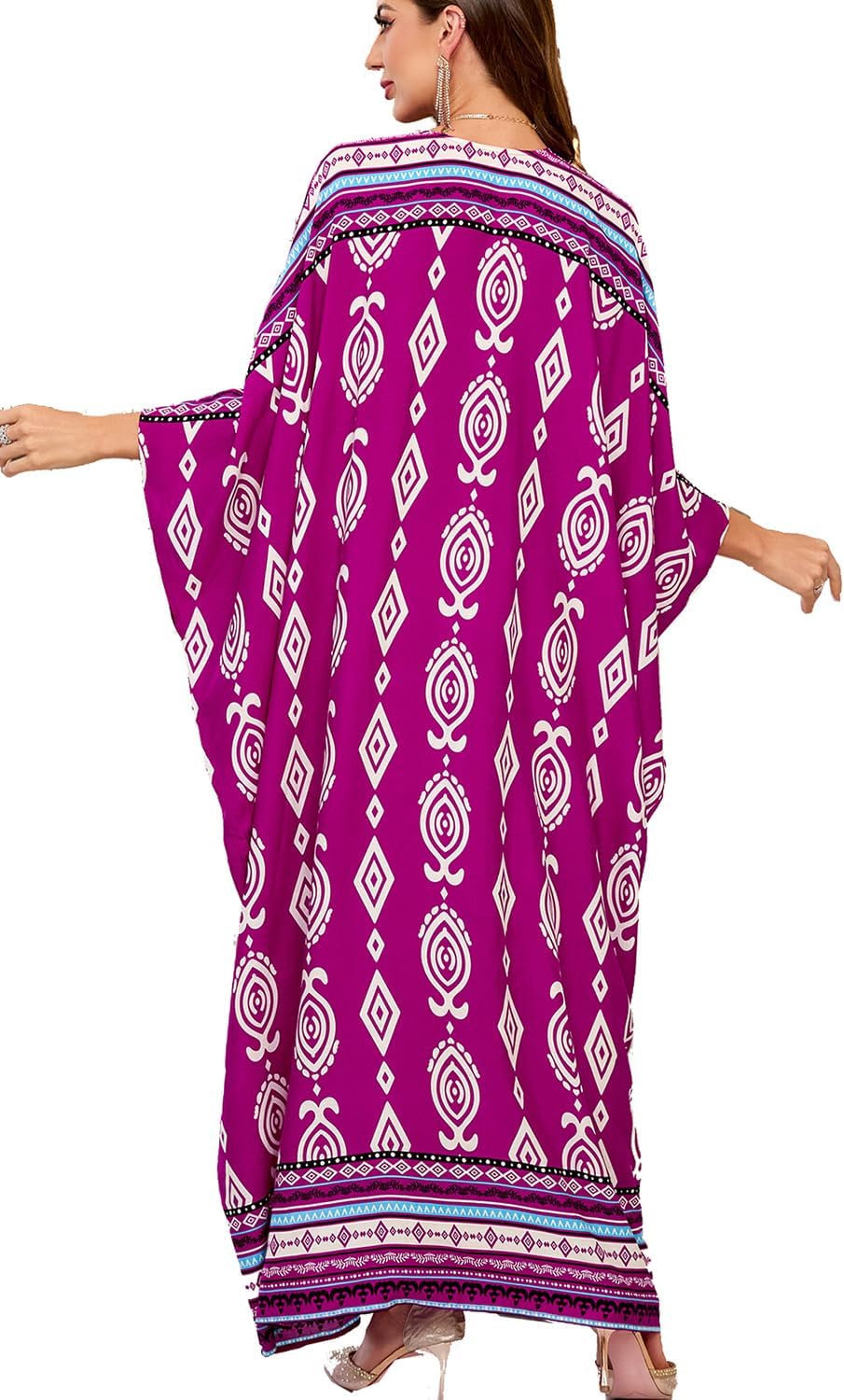 Women's Cotton Cardigan Bohemian Long Kimono Beach Swimsuit Cover Up Dress Plus Size Robe
