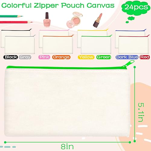 Vista 47 de ZeeDix Bolsa de lona, bolsa de cosméticos multiusos con cremallera, bolsa de lona con cremallera para manualidades, bolsas de maquillaje en blanco