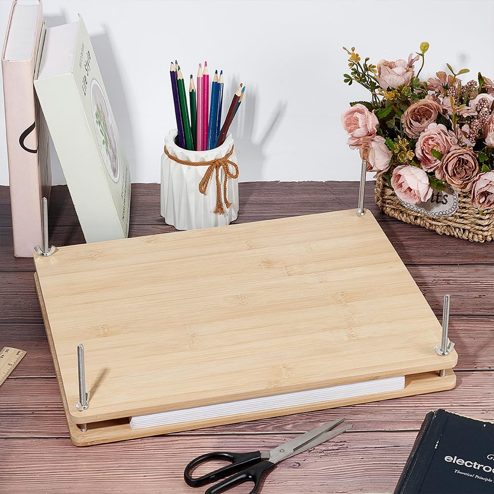 UNICRAFTALE Prensa de libros de madera encuadernación rectangular de bambú portátil prensa de libros herramienta de encuadernación prensa de papel plana para encuadernación de libros DIY prensa de