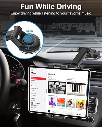 Miniatura 5 de GDZN Soporte de tableta para tablero de automóvil, ventosa reemplazable Clip de soporte de tableta con fuerte ventosa de gel adhesivo para iPad Pro